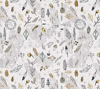 Figo Fabrics-Forest Fable-Branches-Beige Multi