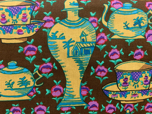Free Spirit-Kaffe Fassett-Delft Pots-Brown #PWGP165-BROWN
