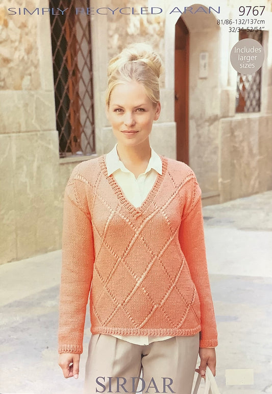 Sirdar - Simply Recycled Aran Sweater Knit Pattern