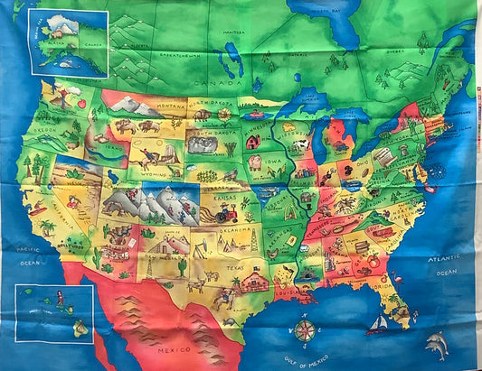 Fabric Traditions-North America Map-Panel