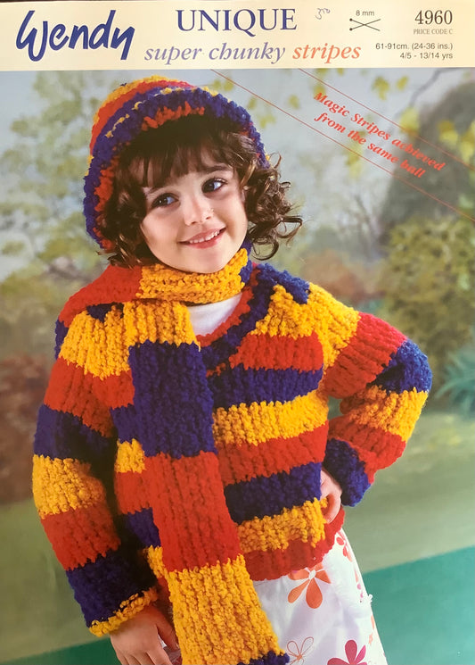 Wendy - V Neck Sweater, Hat and Scarf Knit Pattern