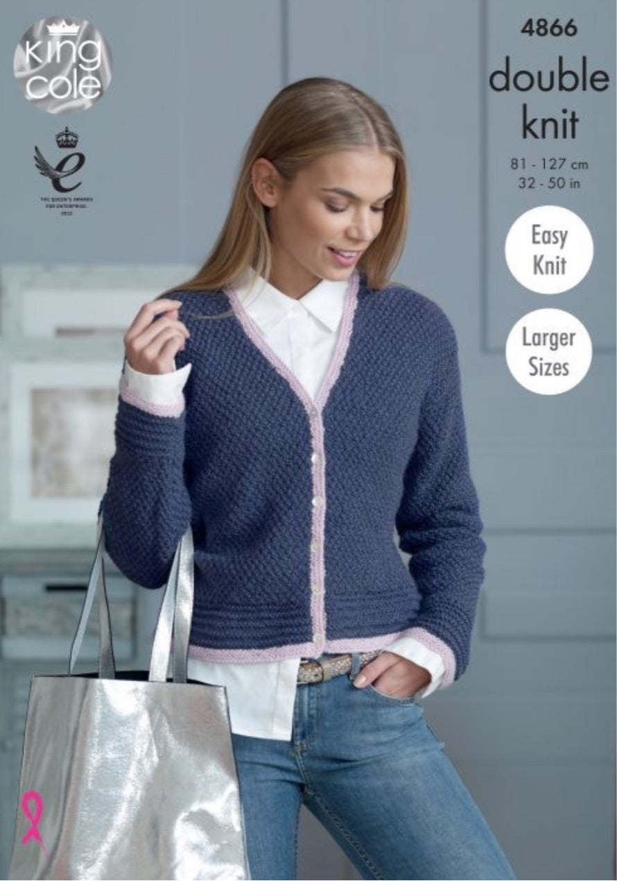 King Cole-Ladies’ Cardigan & Waistcoat DK-Knit Pattern #4866