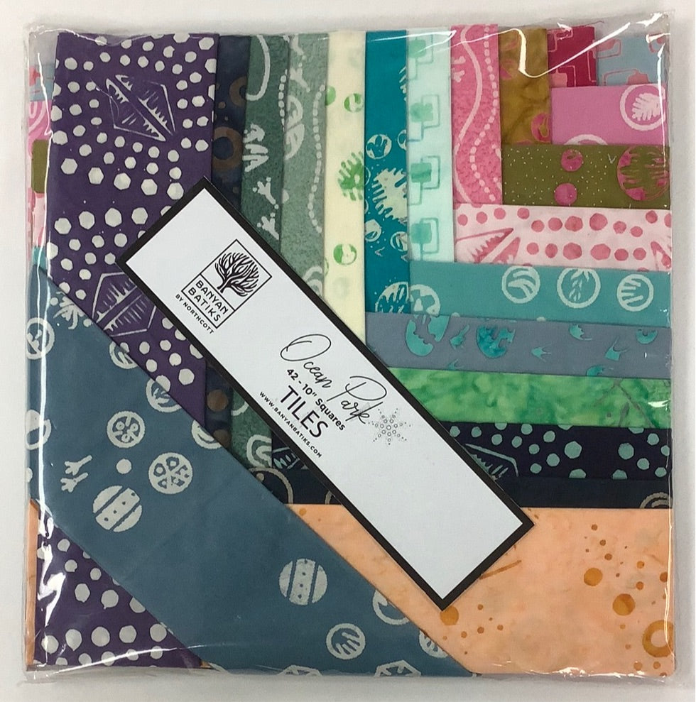 Northcott-Banyan Batiks-Ocean Park-10” Stacker-42 Squares-10” x 10” Squares #TOCEAN42-10