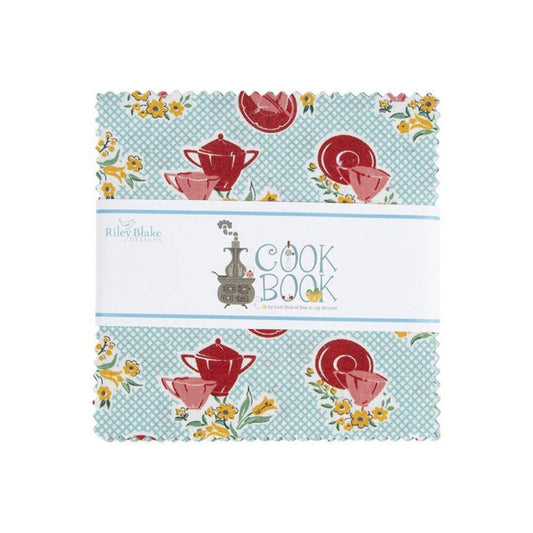 Riley Blake Designs-Cook Book-Charm Pack-42 Squares-5” Squares #5-11750-42