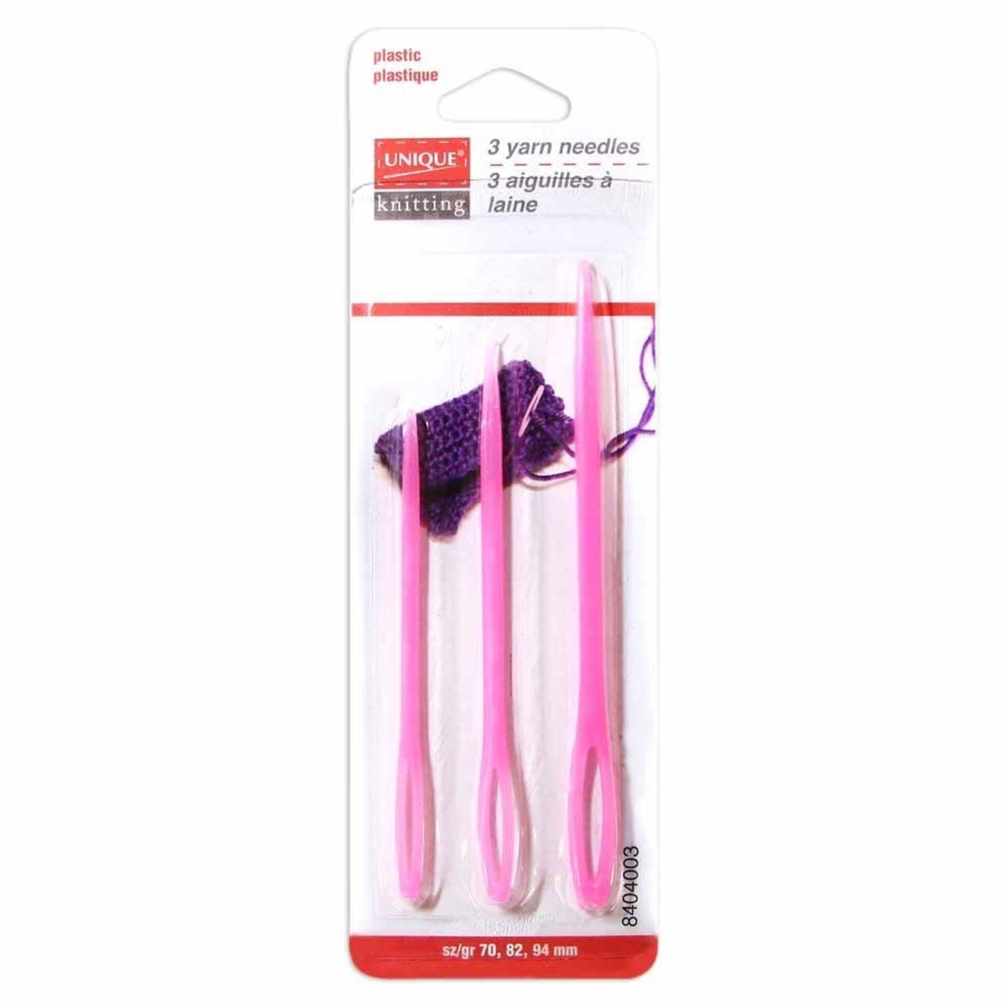 Unique Knitting-3 Yarn Needles-Plastic #8404003