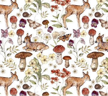 Figo Fabrics-Heavenly Hedgerow-White Multi-Deer #90581-10