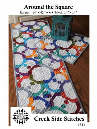 Creek Side Stitches-Around The Square-Runner & Trivet Pattern