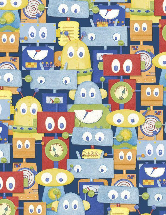 Wilmington Prints - Alpha Bots - Packed Robots Multi