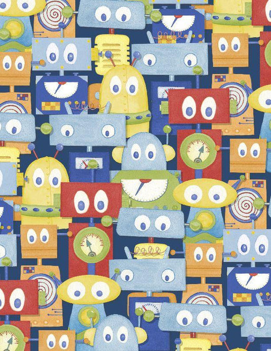 Wilmington Prints - Alpha Bots - Packed Robots Multi