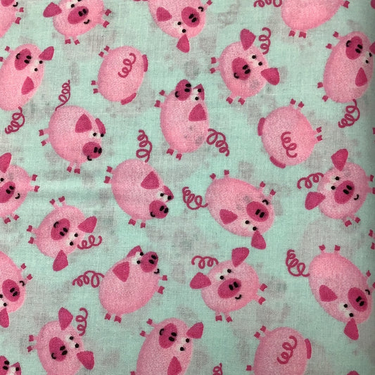 Mook Fabrics-The Kids Are Alright-Pigs #49699-AQUA
