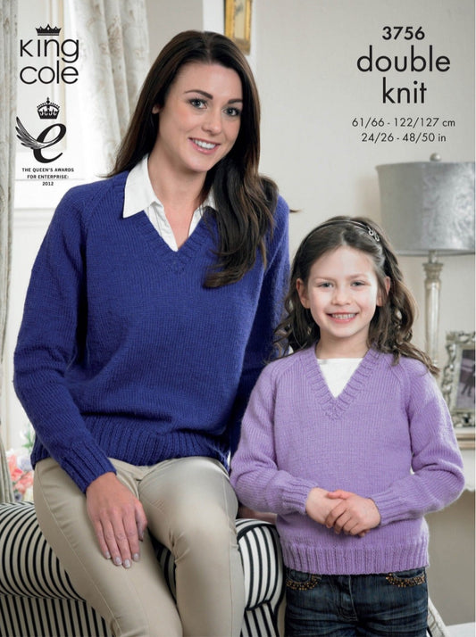 King Cole-Cardigan and Sweater-Knit Pattern #3756