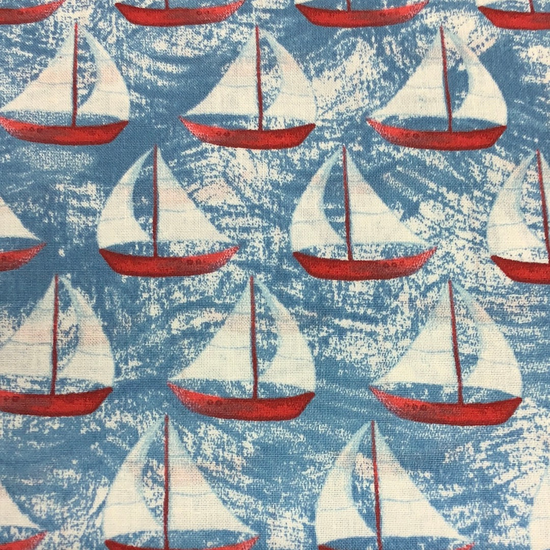 Fabric Creations-Lighthouse Bay-Blue Sail Boats