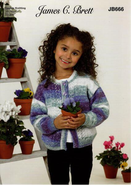 James C Brett-Children’s Cardigan-Knit Pattern #JB666