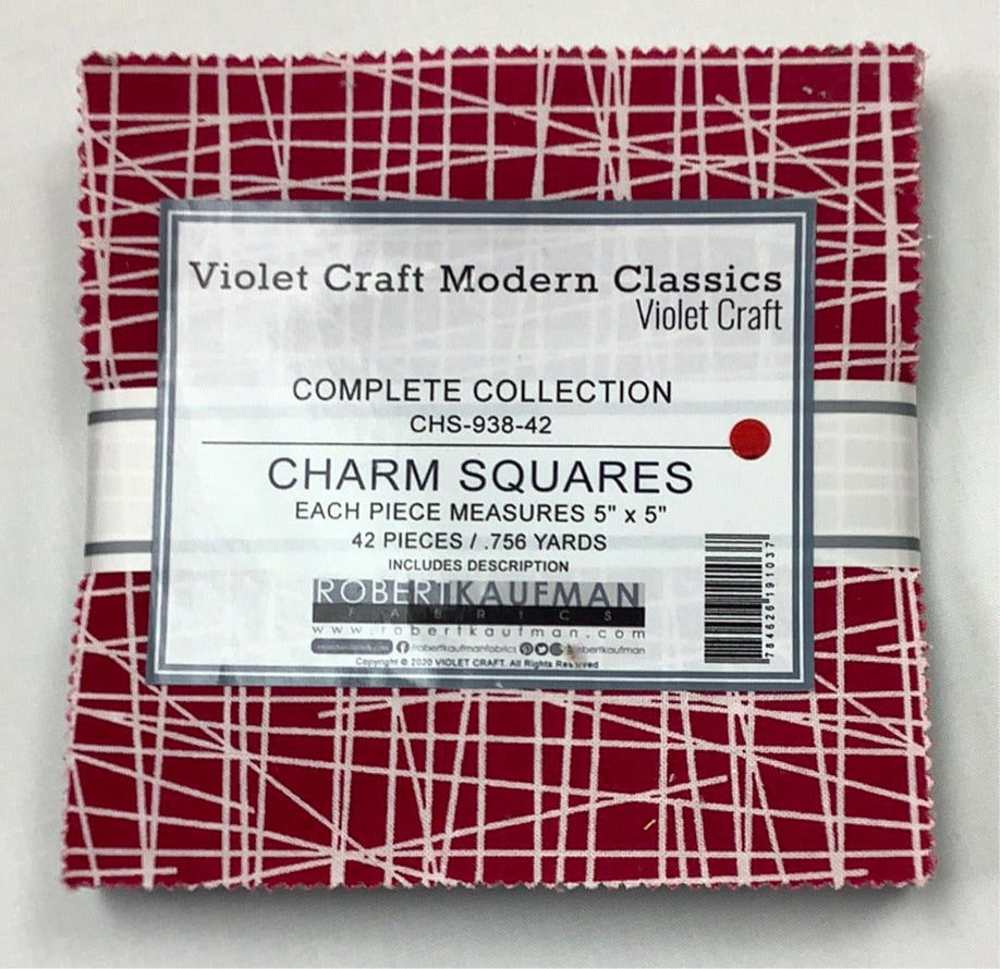 Robert Kaufman-Violet Craft Modern Classics-Charm Pack-42 Squares-5” Squares #CHS-938-42