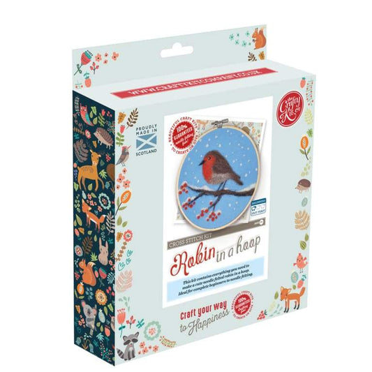 The Crafty Kit Co-Needle Felting Kit-Robin in a Hoop #CKC-NF-179