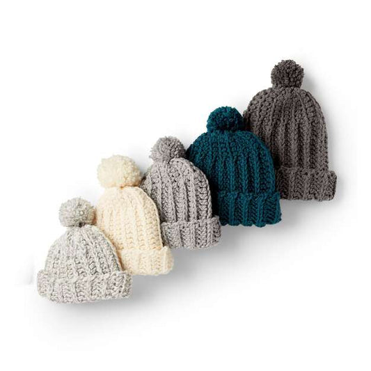Yarnspirations - Bernat Crochet Ribbed Family Hat Crochet Pattern
