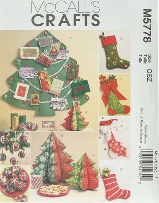 McCall’s Crafts-Ornaments, Wreath, Tree Skirt and Stocking-Pattern #M6453