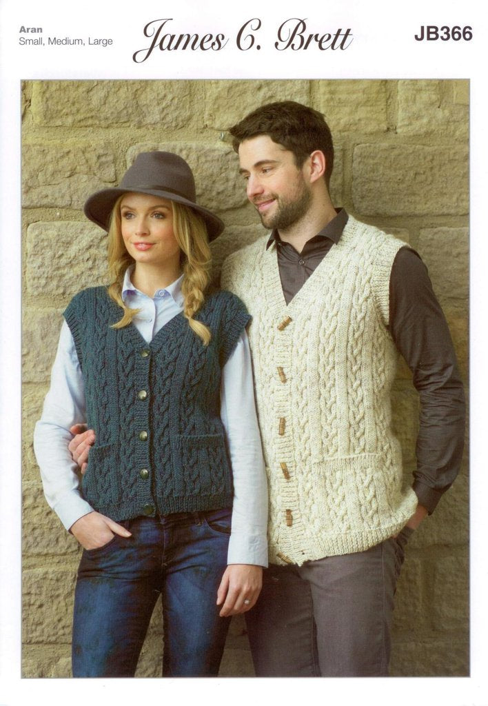 James C Brett-Waistcoats-Knit Pattern #JB366