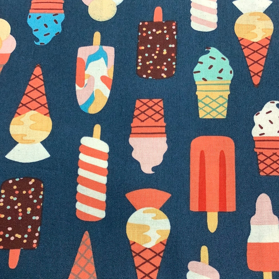 Figo Fabrics-Simple Pleasure-Navy Multi-Ice Creams #90310-49