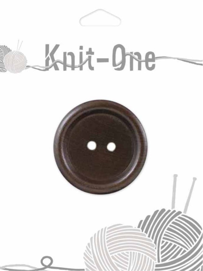 Knit One-2 Hole Wood Button-38mm (11⁄2″)-Brown-1 Count #9530380