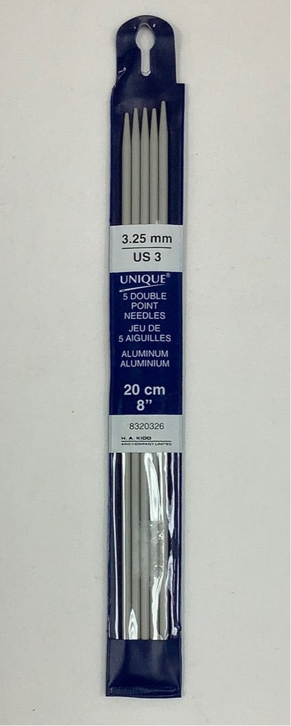 Unique-5 Double Point Needle-3.25mm (US-3)-Aluminum-8” (20cm)