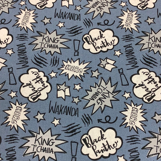 Camelot Fabrics-Marvel BP Doodle Wakanda-Blue #13050285JAS-02