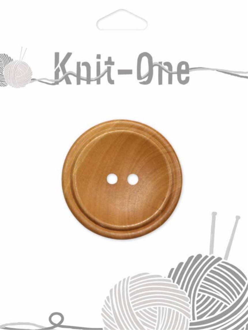 Knit One-2 Hole Wood Button-40mm (9⁄16″)-Natural-1 Count