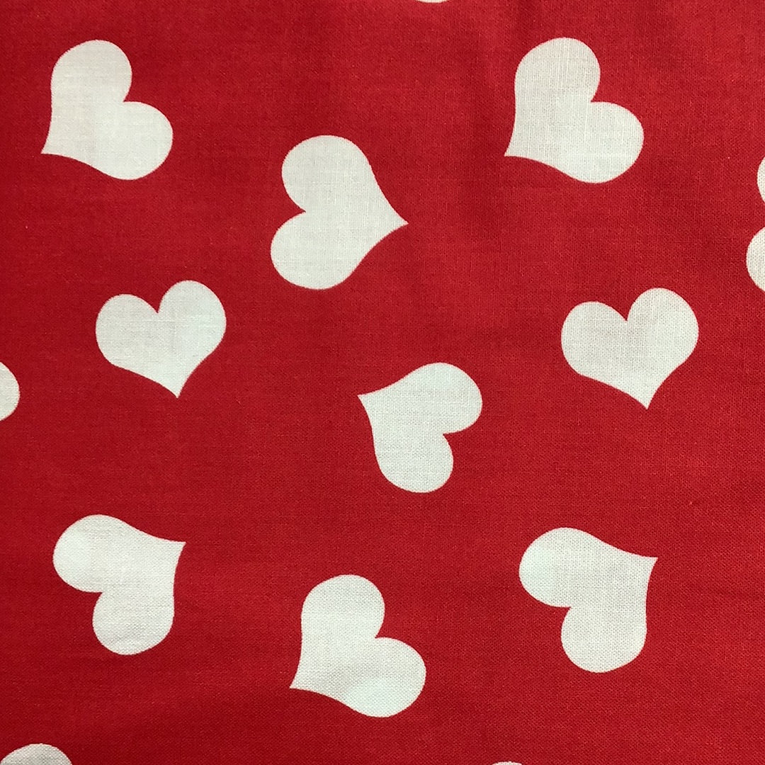 Mook Fabrics-Hearts Small-Red/White #96332