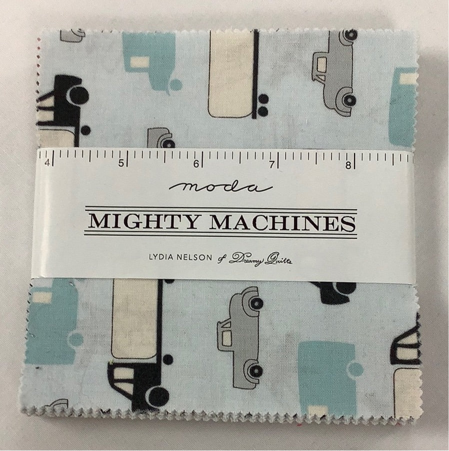 Moda Fabrics-Mighty Machines-Charm Pack-42 Squares-5” Squares #CP0009