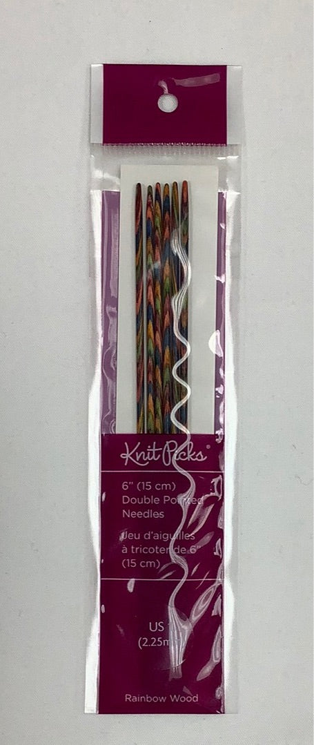 Knit Picks-Double Pointed Needles-2.25mm (US-1)-6” (15cm)-Rainbow Wood #9215225