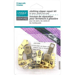 Unique Sewing-Clothing Zipper Repair Kit-12 Zipper Pulls #5000065