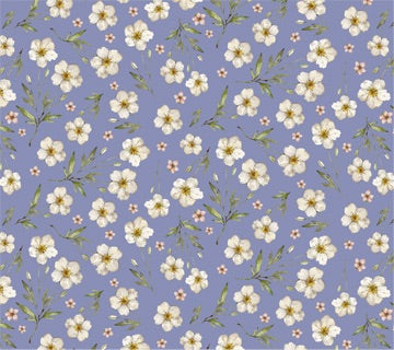 Figo Fabrics-Heavenly Hedgerow-Blue-White Flowers