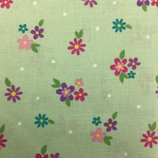 Northcott-Dreamland Green Multi Flower Toss