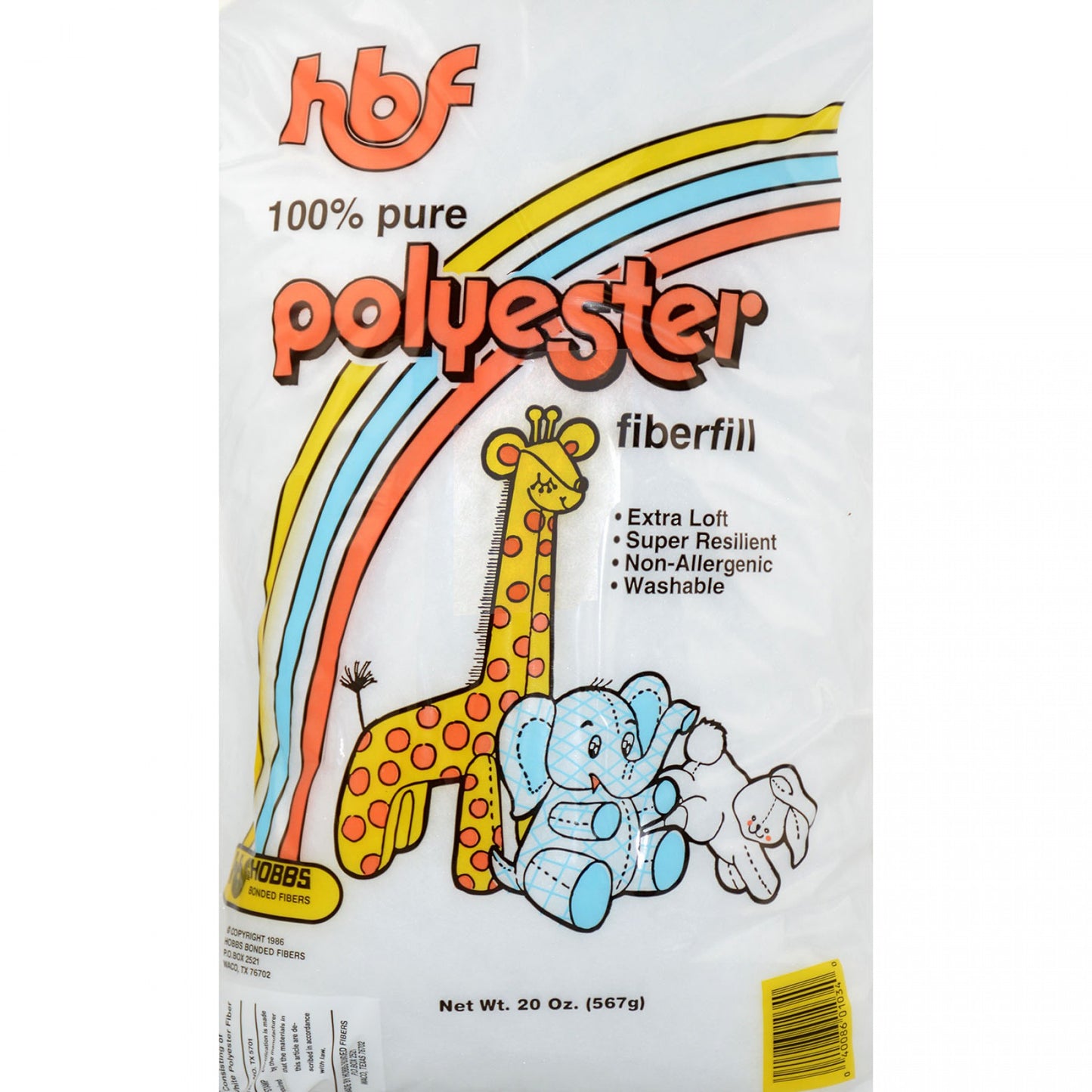 Hobbs Bonded Fibers-100% Pure Polyester Fiberfill #-20oz/567g #HBPF20