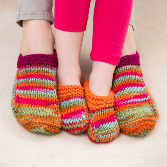 Yarnspirations - Mom and Me Slippers Knit Pattern