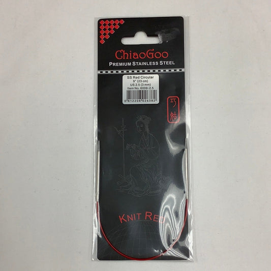 ChiaoGoo-SS Red Circular-2.5mm (US-1.5)-23cm (9”) #6009-1.5