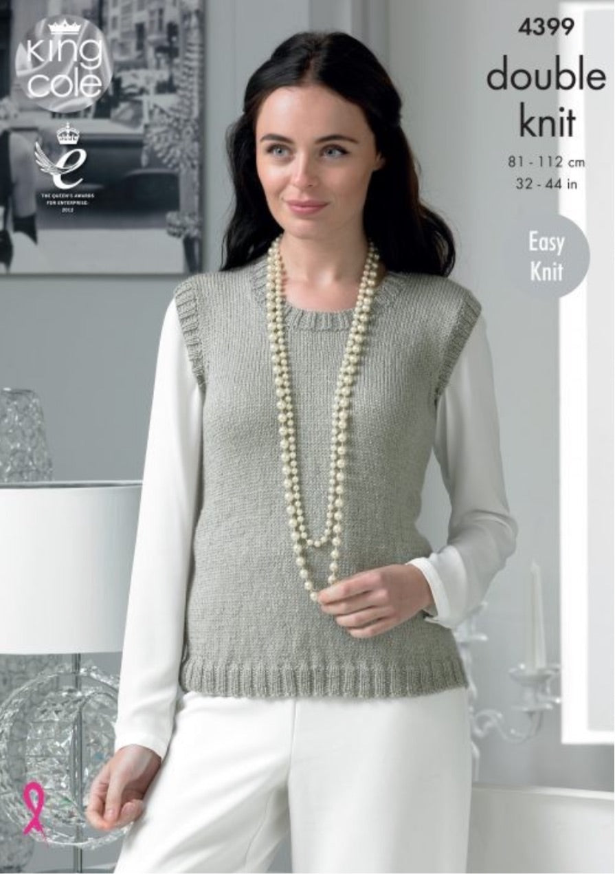 King Cole-Top & Slipover DK-Knit Pattern #4399