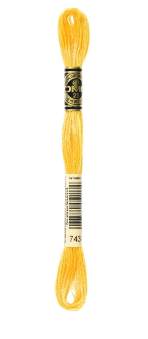 DMC-Six Strand Embroidery Floss-743-8m/8.7y #743