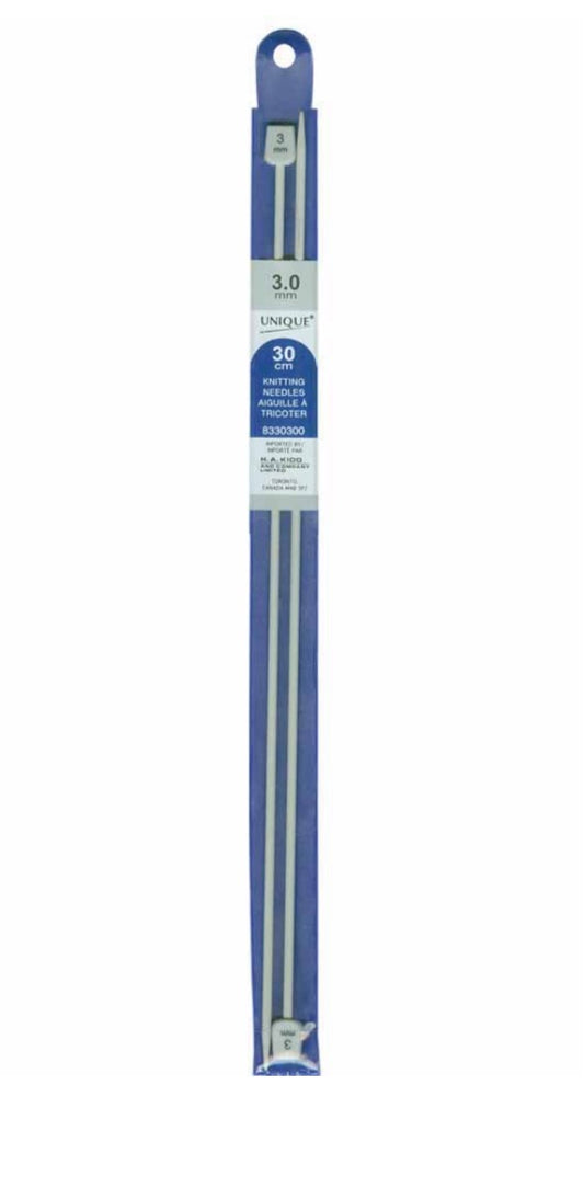 Unique-Single Point Knitting Needles-3.0mm-30cm (12”)