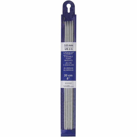 Unique-5 Double Point Needle-3.0mm (US-2.5)-Aluminum-8” (20cm)