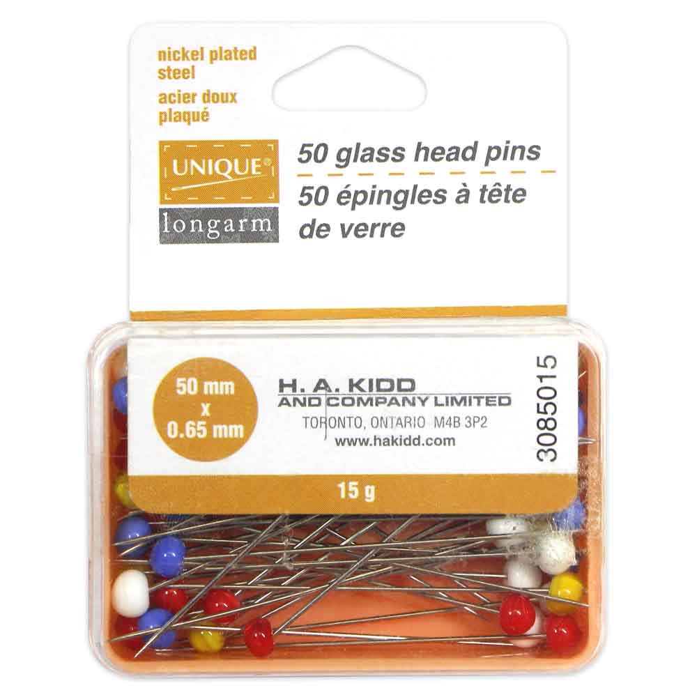 Unique Longarm-50 Glass Head Pins #3085015