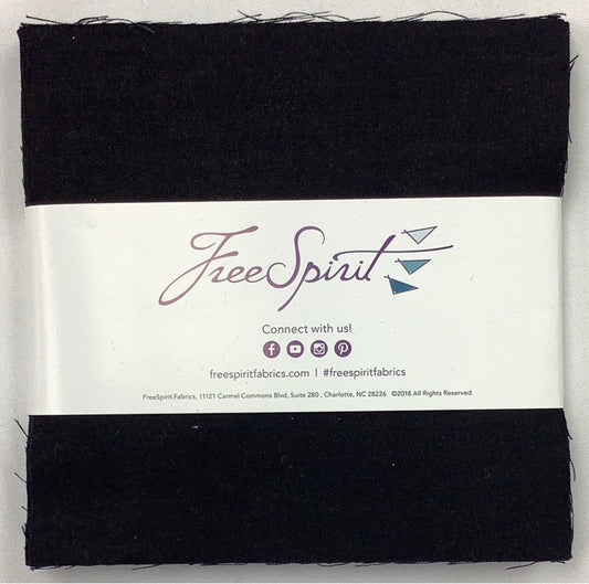 Free Spirit-Designer Solids-Black-Charm Pack-42 Squares-5” Squares