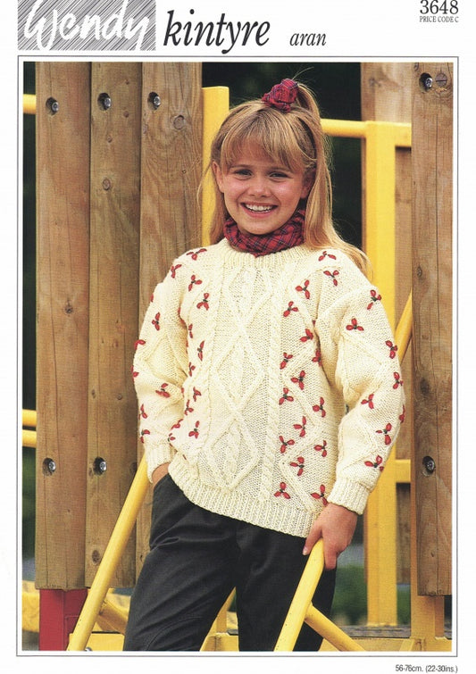 Wendy - Girls Aran Sweater Knit Pattern