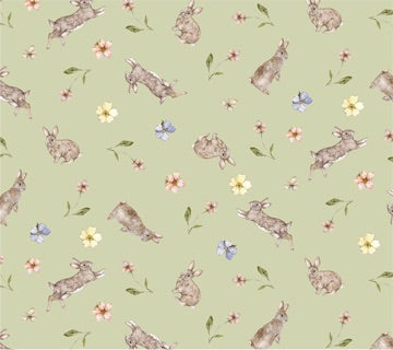 Figo Fabrics-Heavenly Hedgerow-Pistachio-Rabbits