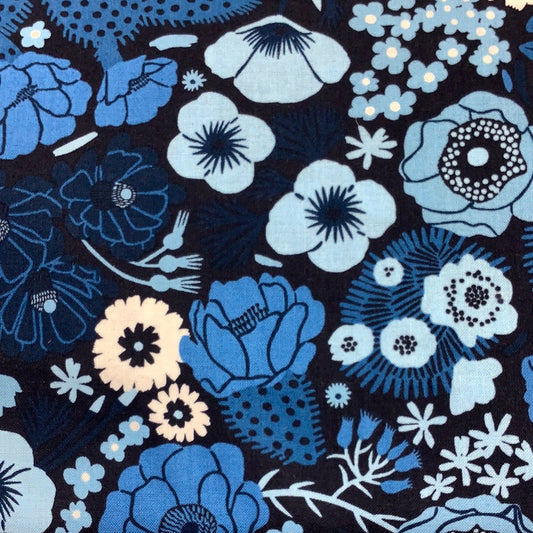 Figo Fabrics-Prickly Pear-Navy-Flowers