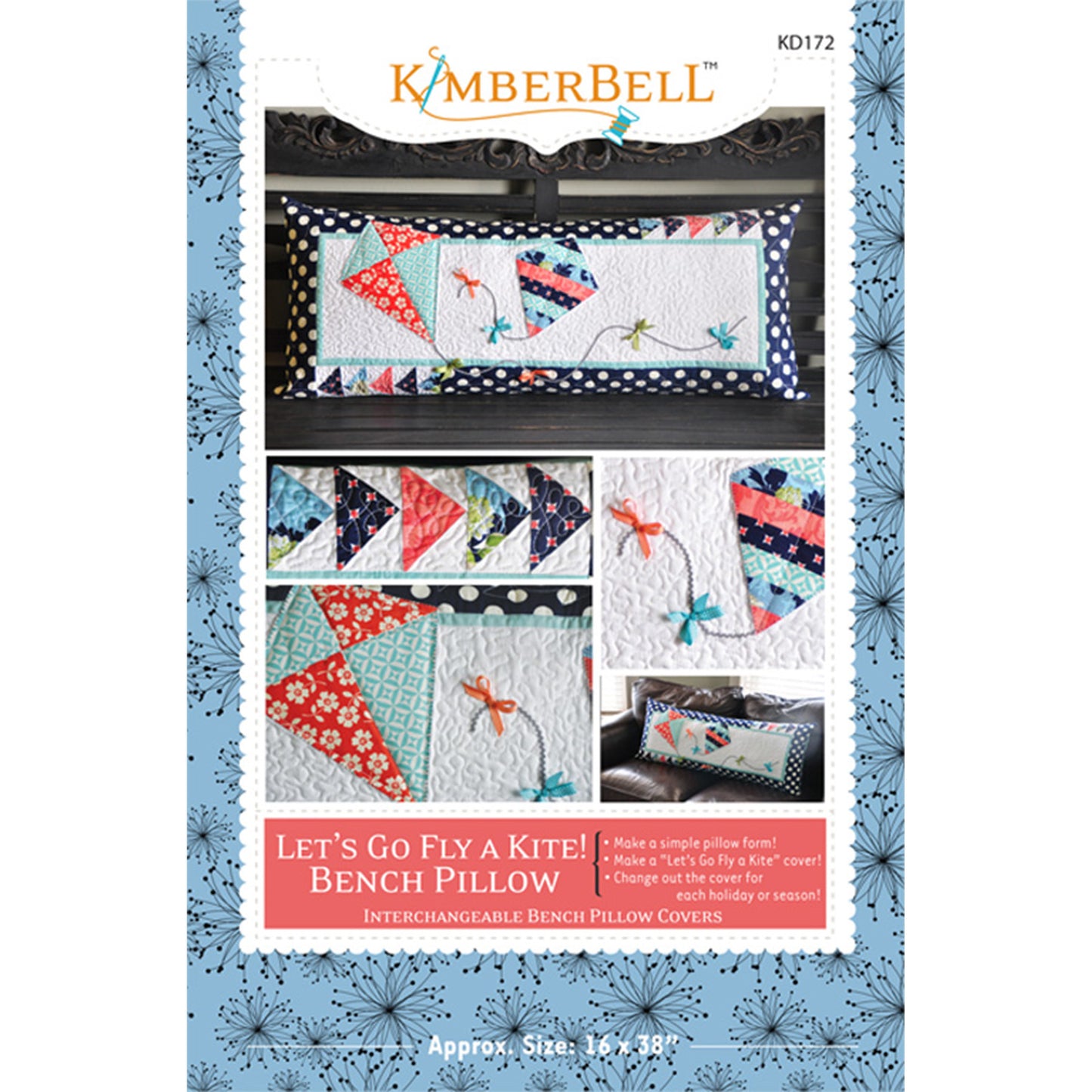 Kimberbell-Let’s Go Fly A Kite-Bench Pillow Pattern #KD172