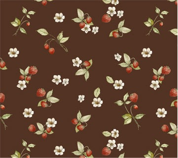 Figo Fabrics-Heavenly Hedgerow-Chocolate-Strawberries #90586-36