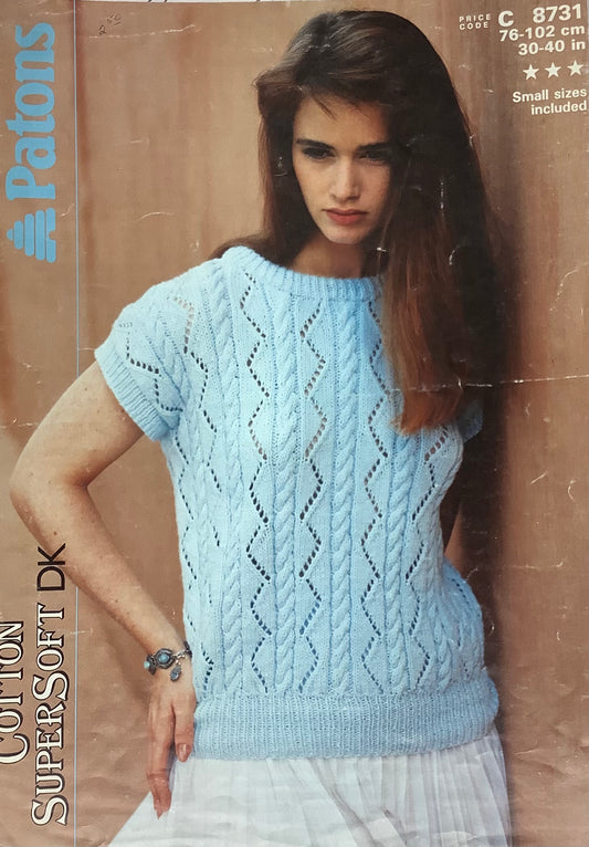 Patons - Lace and Cable Top Knit Pattern
