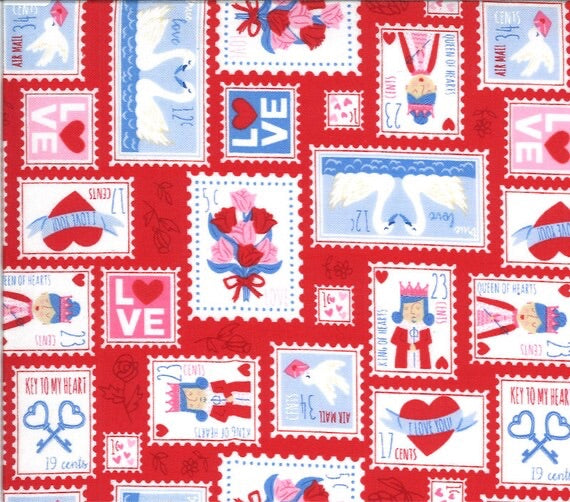 Moda Fabrics-Be Mine-Love Stamp #20712-14