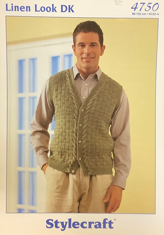 Stylecraft - Linen Look DK Waistcoat Knit Pattern